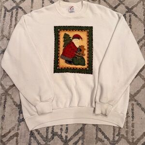 Jerzees White Sweater with Santa Patch